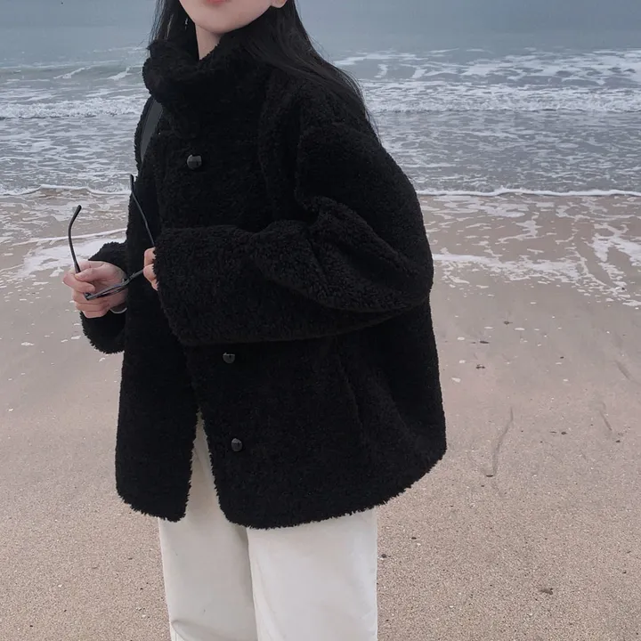 [왕아방핏🤎/주문폭주✨]후회없는 선택,푸들 양털 오버핏 하프 스웨이드 퍼자켓,코트 상세 이미지 72