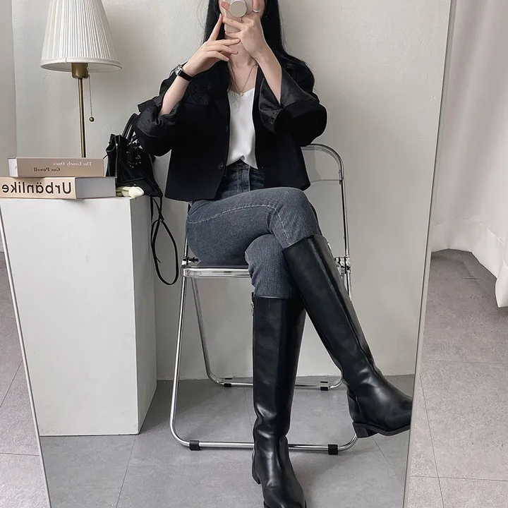 봄자켓*.* [패드없는, 퀄리티굿] 소매트임 크롭 자켓 상세 이미지 64