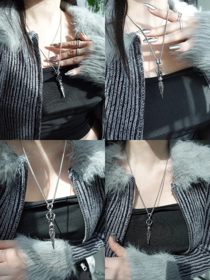 [s.steel] sculpture necklace | 조각 빈티지 목걸이 써지컬 상세 이미지 19