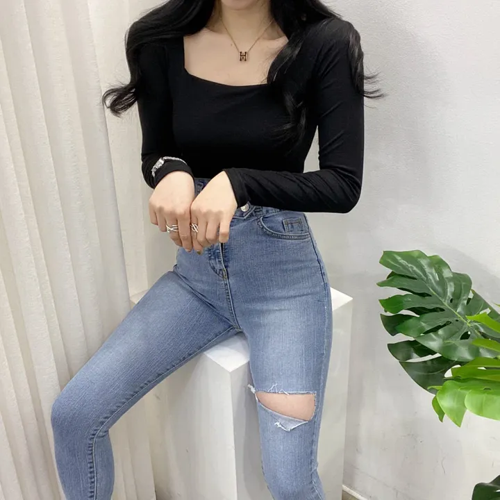 🚀당일발송🚀[묶음할인/기본템] 봄 가을 알프 셀리 스퀘어넥 긴팔 티셔츠 이너티 상세 이미지 54
