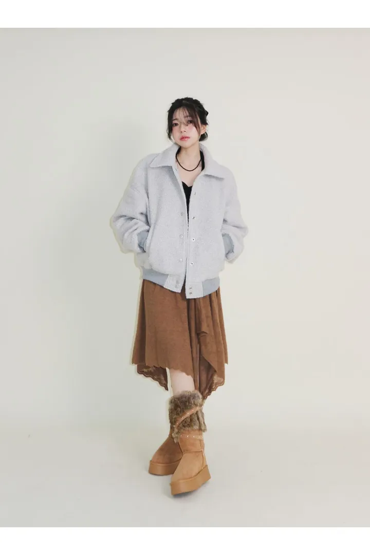 테디베어 테리 부클 바시티 봄버 자켓 상세 이미지 16