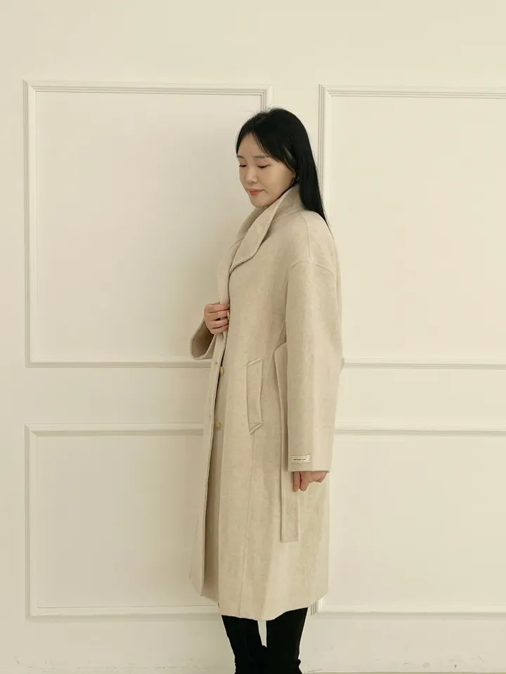 자체제작 원단부터 다른 엣지넥 양모 핸드메이드코트 빅사이즈 연말룩 하객룩 110까지 상세 이미지 3