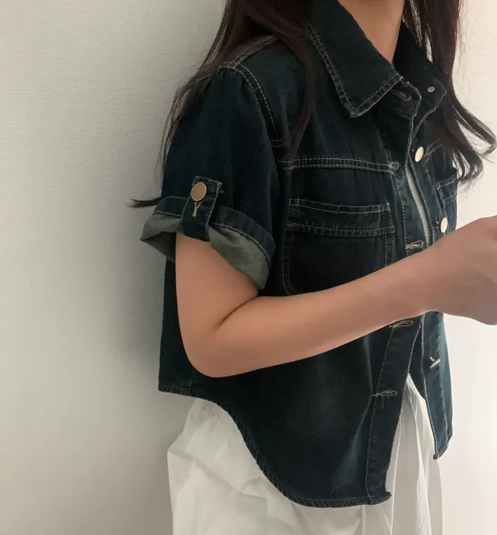 [여름자켓/데일리] 라이크 롤업 투포켓 반팔데님 자켓, 셔츠 - 3color 상세 이미지 9