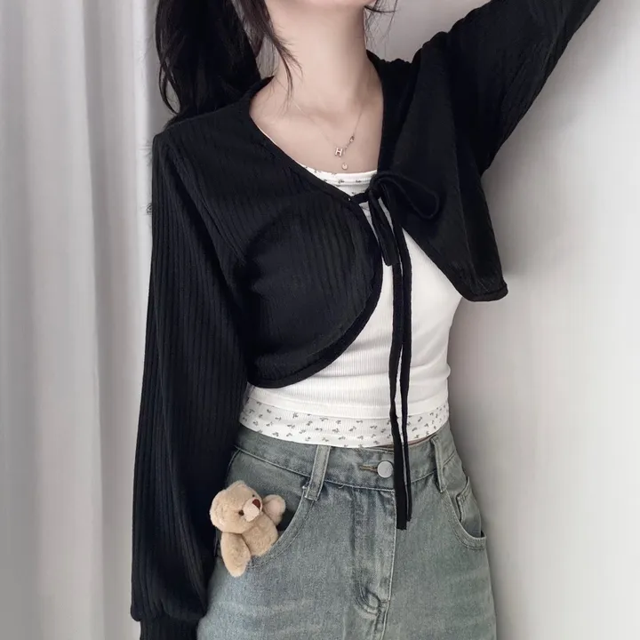 [하나사서 1년 뽕 뽑는*.*] 사계절템 살탐방지-! 골지 리본 발레코어 크롭 볼레로 가디건 상세 이미지 21