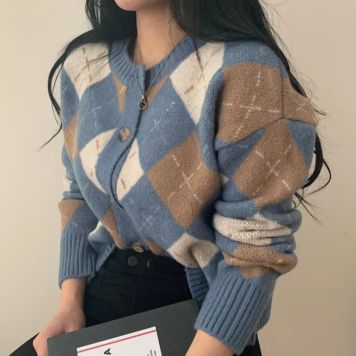 동화속 아가일 체크 니트가디건 ;3col 상세 이미지 7