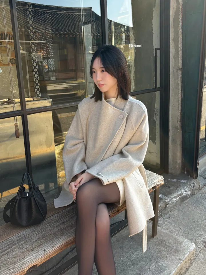 [프리미엄 퀄리티/국내제작]메리노울 90 로로 숄카라 하프 핸드메이드코트 상세 이미지 25