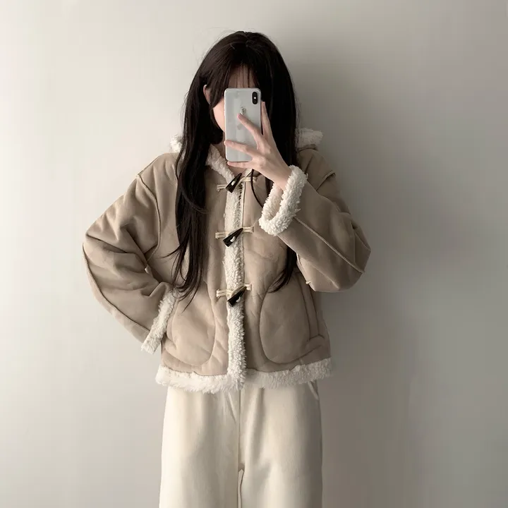 [귀여운핏/양털안감🌡️] 로아 떡볶이 토글 퍼 후드 무스탕 코트 자켓 상세 이미지 13