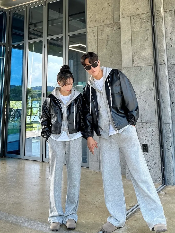 크롭&오버/세트가능 커플 크롭 레더 자켓 후드 집업 가죽 자켓 겨울 봄 가을 커플룩 커플 시밀러룩 꾸안꾸 트레이닝 세트 남자 코디 오버핏 남녀공용 데이트 빅사이즈 상세 이미지 9