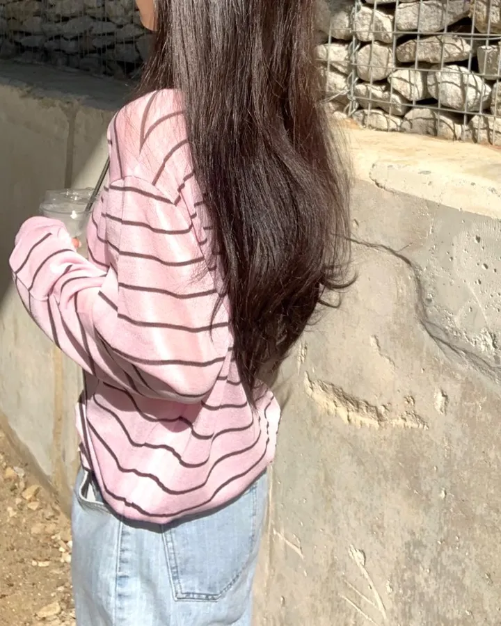 🍓크림딸기 스트라이프 단가라 여름 시스루 가디건 -4col 상세 이미지 8