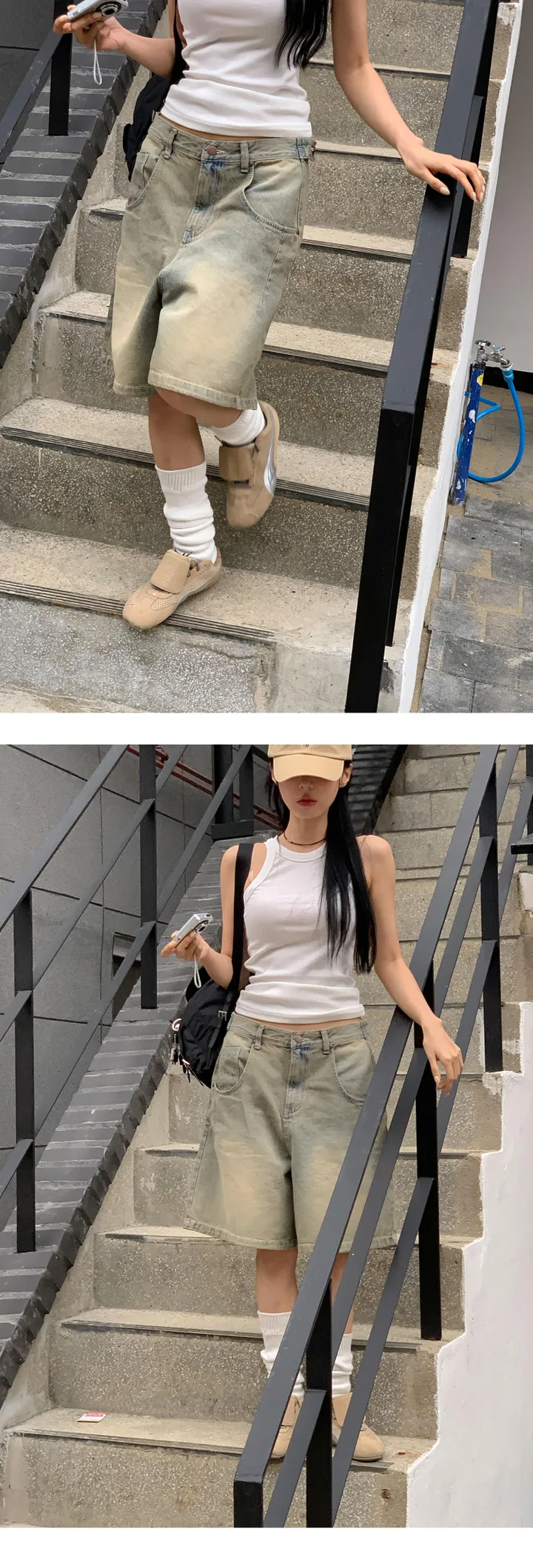 [모델극찬/허리조절 ok 🧡] 투버클 버뮤다 빈티지 워싱 데님 7부 팬츠 pt 상세 이미지 8