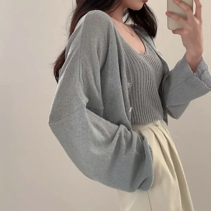[✨SET가격/3천장 돌파!✨]피부에 달라붙지 않는, 부클 가디건+나시 투피스 세트 상세 이미지 46