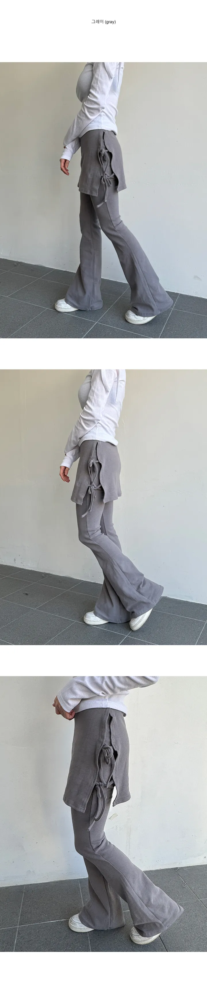 (발레코어/겨울신상) 셔링 리본 기모 부츠컷 치마 레깅스 상세 이미지 2