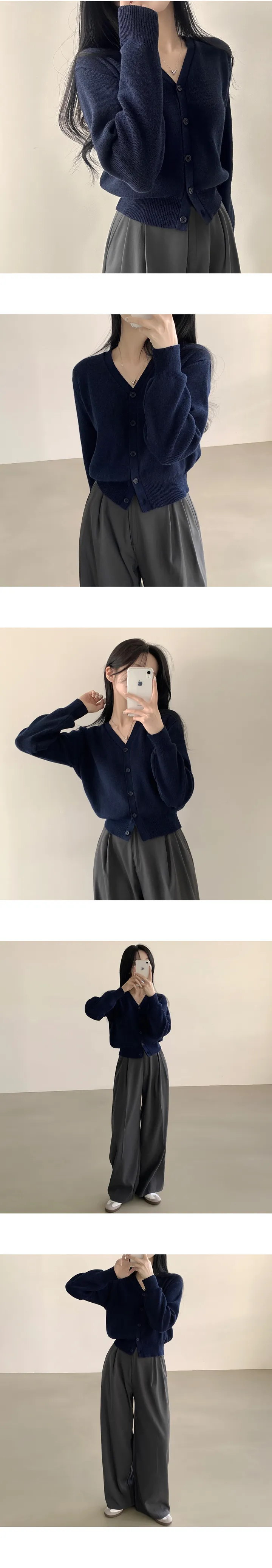 [허리잘록~/부드러워요] 말라보이는, 브이넥 무지 크롭 긴팔 니트가디건 (10color) 상세 이미지 9