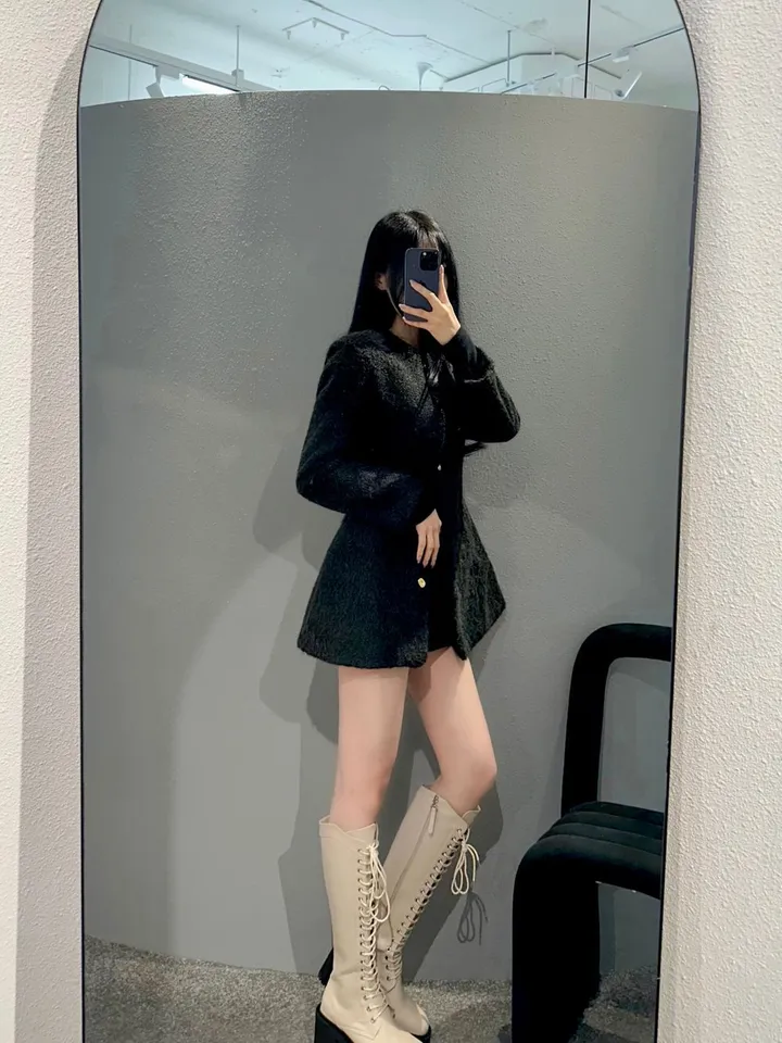 [코트겸원피스💗] 보들보들 연말룩 앙고라 하프 자켓 코트 원피스 상세 이미지 30