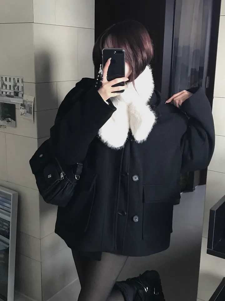 네드 숏 후드 더플 코트 (unisex) 상세 이미지 2