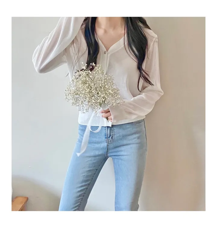 브이넥 긴팔가디건 11color 상세 이미지 12