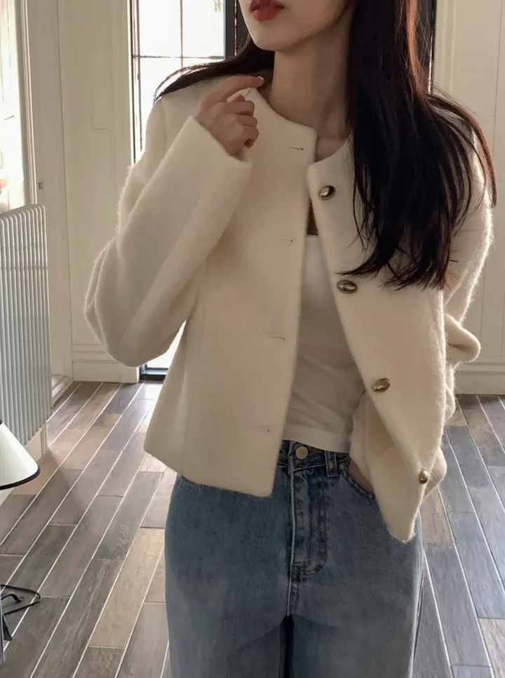 [5차리오더🤍화이트 당일] 모헤어 라운드 울 자켓 상세 이미지 14