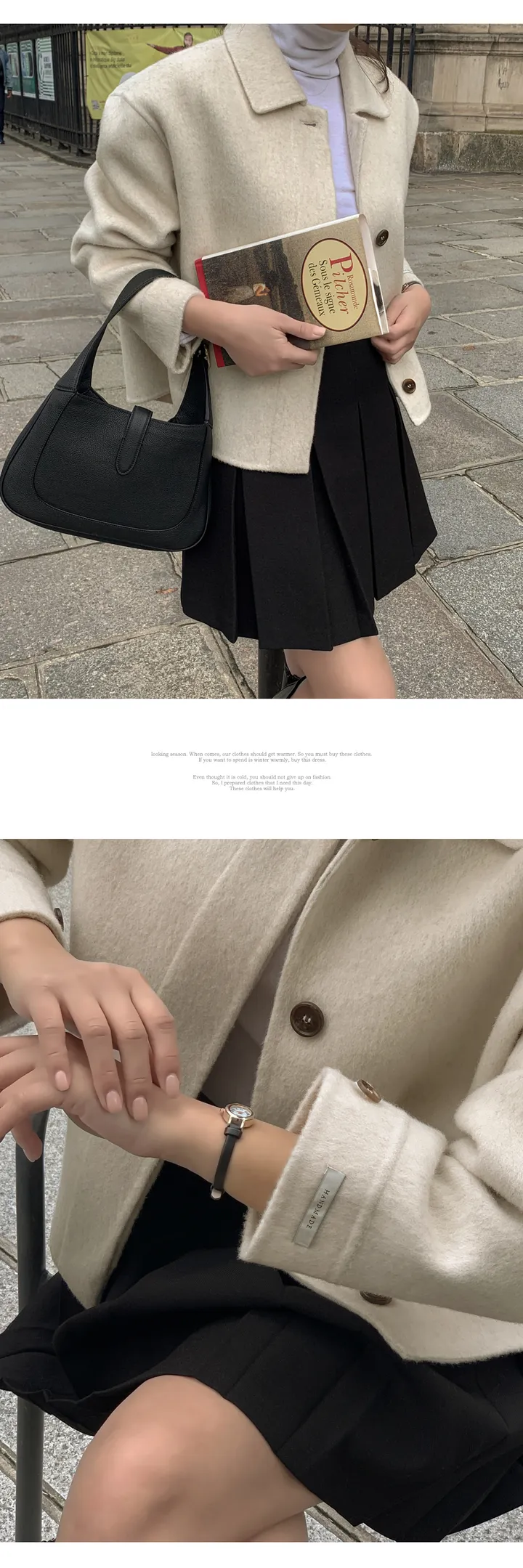 [자체제작/3천장돌파/S-L]프롬드 소프트 울 히든단작 핸드메이드 숏 코트 상세 이미지 59