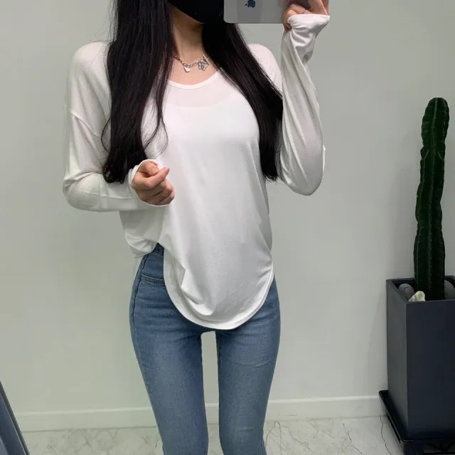 [오늘출발 당일배송] 살랑살랑 브이넥 루즈핏 긴팔티셔츠 상세 이미지 4