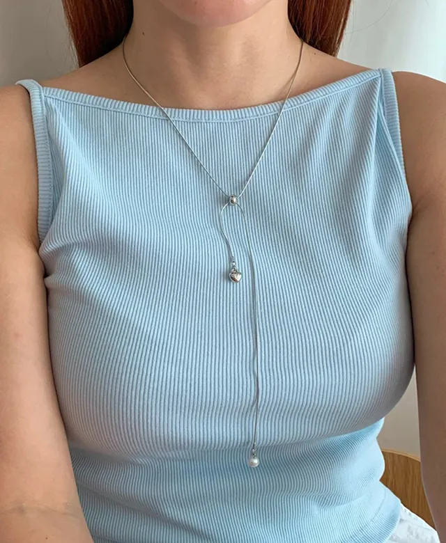 루즈롱 언발하트진주목걸이,  목걸이,롱목걸이,하트목걸이,롱목걸이,뱀줄목걸이,진주목걸이,언발목걸이,선물,수제작,데일리,프니엘,데일리,프니엘1004,라피스 상세 이미지 12
