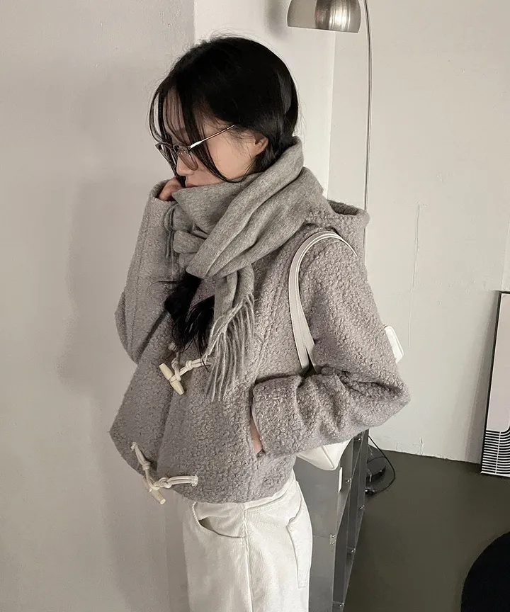 [최저가💗떡볶이코트] 멤버 양털 덤블 부클 떡볶이 후드 숏 코트 겨울 가을 / 연말룩 겨울아우터 겨울코트 양털자켓 경량패딩 겨울패딩 패딩조끼 뮤잉 상세 이미지 6
