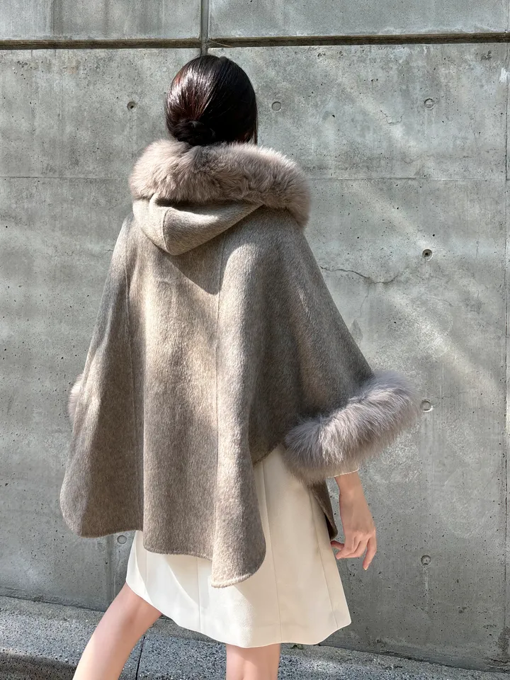[MADE/호주울100% 폭스100%]3color 폭스퍼 탈부착 케이프 코트/ 저퀄리티 비교 불가!! 상세 이미지 6