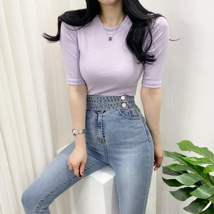 🚀당일발송🚀[묶음할인/데일리] 봄 여름 메이 부들 샤베트 5부 티셔츠 이너티 상세 이미지 45