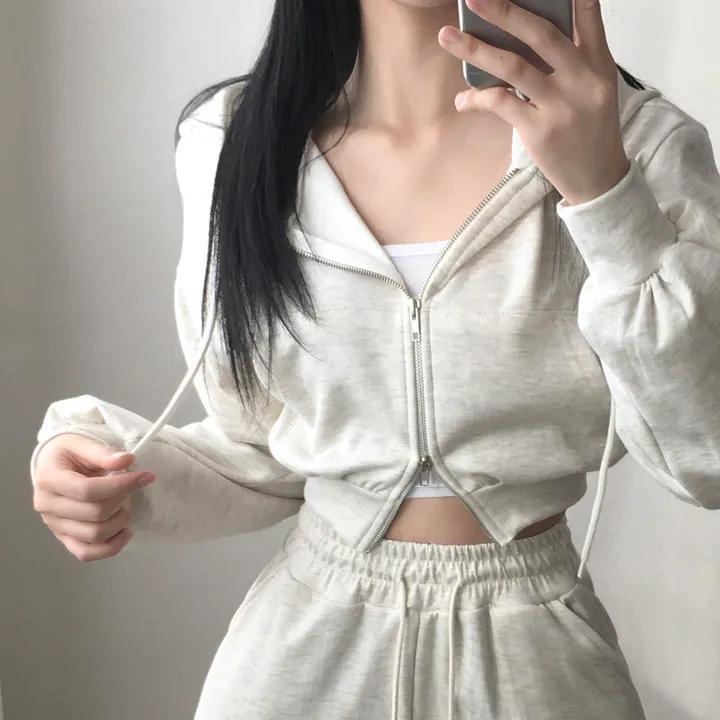 만족도100% 휘뚤마뚤 무지 투웨이 크롭후드집업 4color 상세 이미지 33