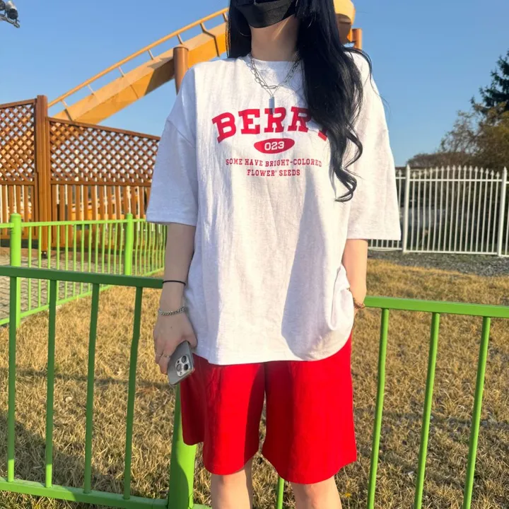 [세트가격🍓/4컬러]베리 남녀공용 커플 빅사이즈 반팔 반바지 세트 국내제작 꾸안꾸 반팔티 팬츠 셋업 커플룩 시밀러룩 츄리닝세트 반소매 여름 마실룩 여행 커플세트 상세 이미지 33