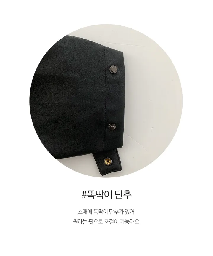 [핏보장/백화점급] 캐너 오버핏 카라 히든 레더 자켓 상세 이미지 17
