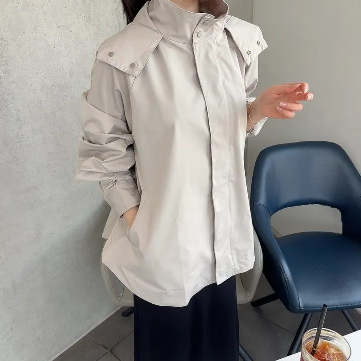 간절기 루즈핏 A라인 후드 바람막이 점퍼 상세 이미지 10
