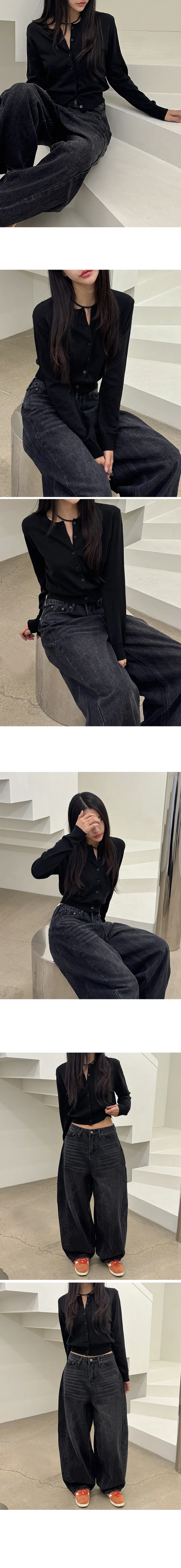 [여리핏/지금딱]클레 라운드 크롭 시보리 긴팔 니트 가디건 상세 이미지 3