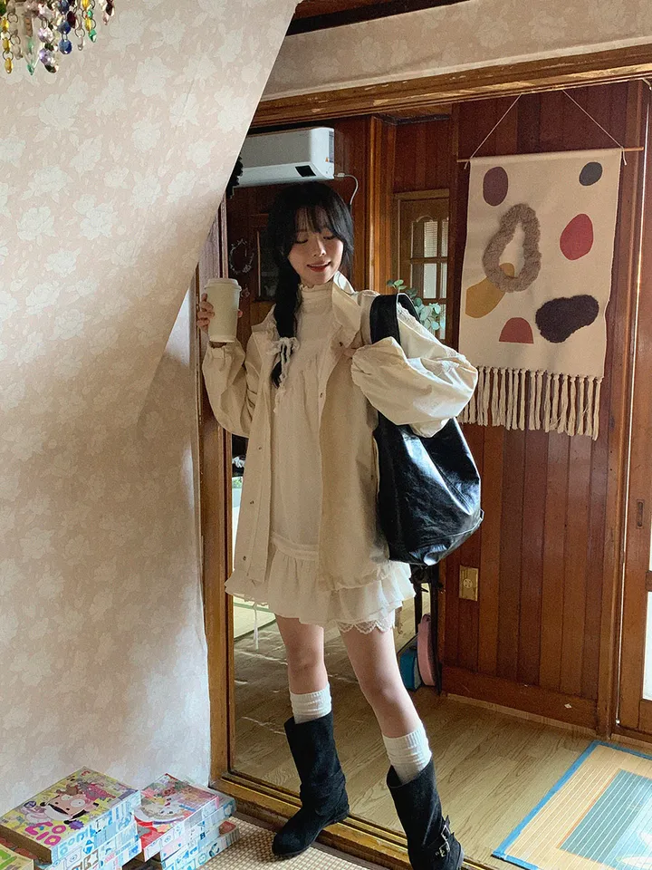 [자체제작] 블룸 레이스 오버핏 야상 상세 이미지 4