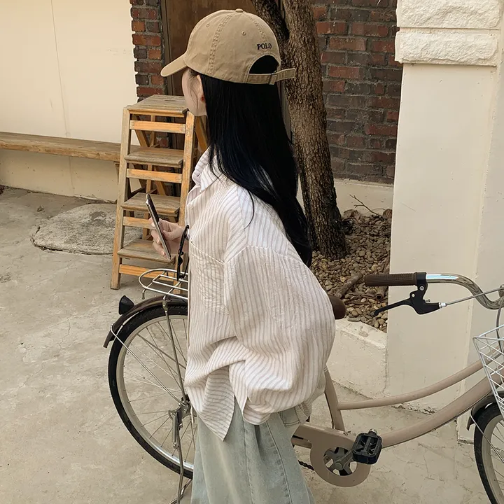 [여리여리~한여름까지✨] 린넨 오버핏 스트라이프 힙덮는 긴팔셔츠 레이어드 남방 꾸안꾸 캠퍼스룩 빅사이즈 상세 이미지 19