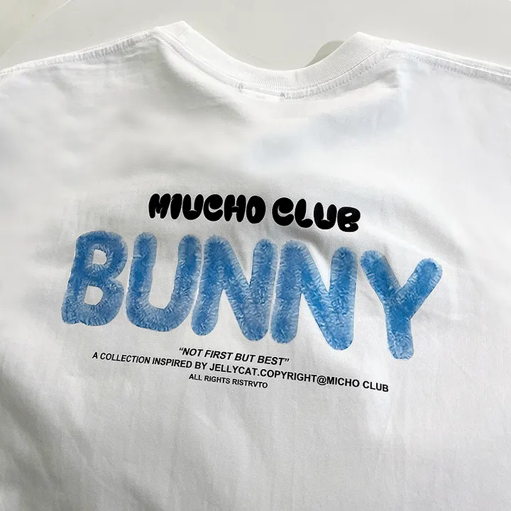 💙[남녀공용]💙 토끼 잠옷 파자마 세트 체크바지 빅사이즈 박시핏 루즈핏 오버핏 박시티 반팔 반팔티 여름 여름티 여름티셔츠 티셔츠 커플티 커플룩 커플티셔츠 상세 이미지 9
