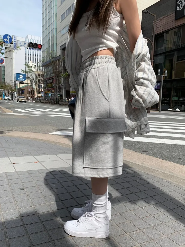 🚀2size/부분당일발송🚀 루어 카고 버뮤다 PT / 코튼 면 밴딩 트레이닝 와이드 버뮤다 팬츠 여름 반바지 바지 버뮤다팬츠 버뮤다바지 5부바지 6부바지 카고반바지 카고버뮤다 상세 이미지 20