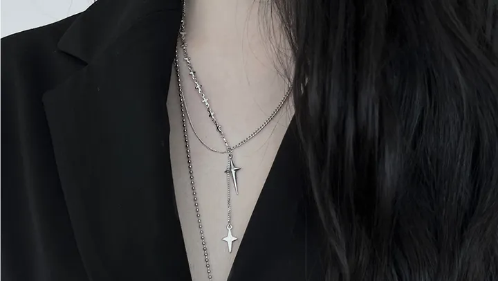 surgical cross layered necklace 상세 이미지 1
