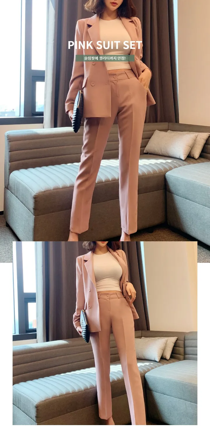 [당일출고/2col]매력 어필 핑크 봄 하객룩 세미정장 자켓 투피스 셋업 수트 세트 상세 이미지 1