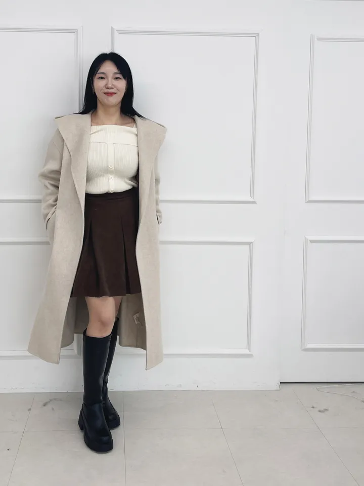 자체제작 원단부터 다른 핸드메이드 양모 후드코트 리얼빅사이즈, 가벼운코트,연말룩, 하객룩 110까지 상세 이미지 30