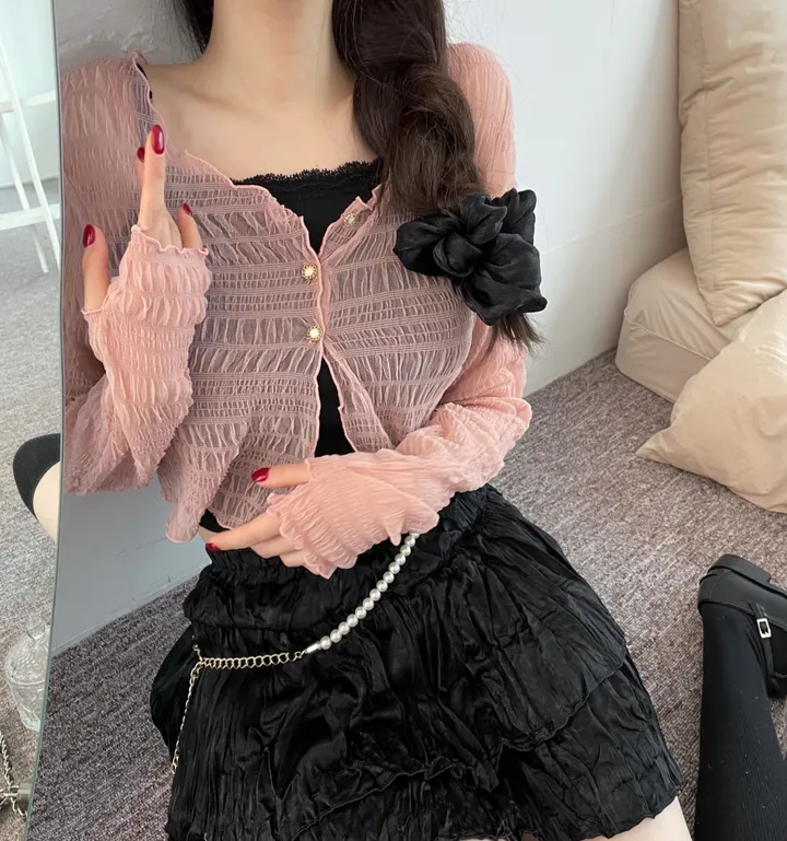 러핀 레이스 시스루 워머 가디건 상세 이미지 12