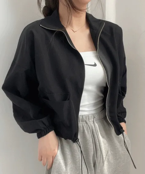 *당일발송*가성비간절기템, 스트링 숏 크롭 바람막이 점퍼 5color