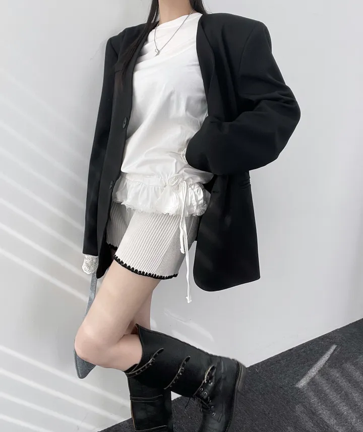 *핏대박레이스자켓* 봄옷 자켓 오버핏 레이어드 레이스 노카라 자켓 박시핏 봄아우터 봄자켓 레이스자켓 상세 이미지 16