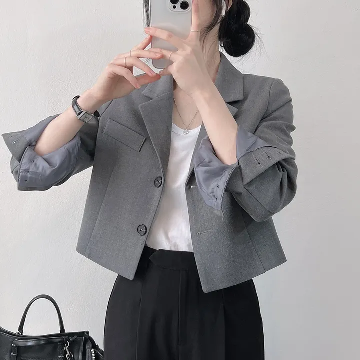 봄자켓*.* [패드없는, 퀄리티굿] 소매트임 크롭 자켓 상세 이미지 42