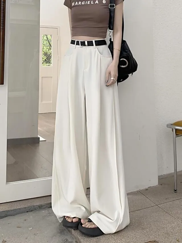 [S~4XL] 짐빔 와이드팬츠 여리여리핏 투핀턱 슬랙스 뒷밴딩 맥시 와이드 핀턱 봄 여름 슬랙스 밴딩팬츠 빅사이즈 정장바지 루즈핏 하이웨스트 상세 이미지 30