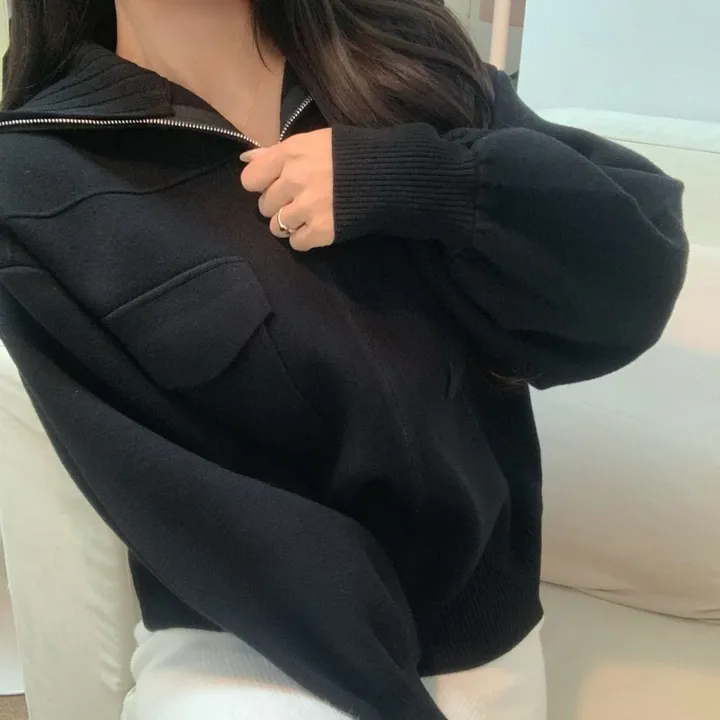 봄신상 고퀄리티 벌룬소매 아방핏 집업니트가디건  4COLOR 상세 이미지 33