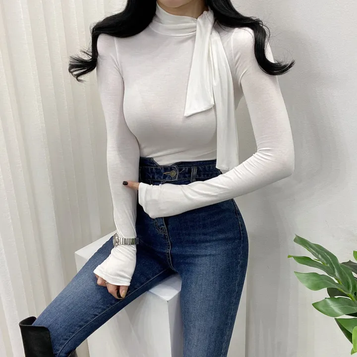 🚀당일발송🚀 [여성미가득] 럽럽 스카프 폴라 티셔츠 상세 이미지 9