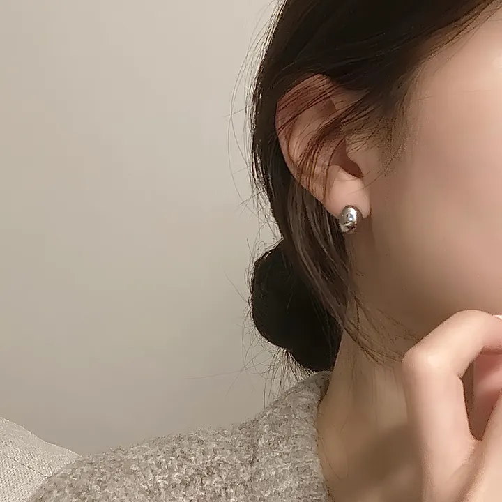 ❤️각인펜증정❤️ 925은침 크릿 빈 볼드 귀걸이 925실버도금 상세 이미지 5