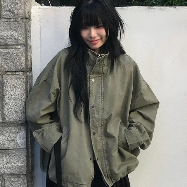 [가을아우터🤎/루즈핏!] 브릭 빈티지 하이넥 루즈핏 야상 자켓,점퍼 - 3color