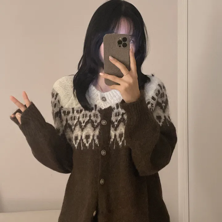 [손등덮는/🧶여리포근] 겨울 필수 아이템! 아벨 노르딕 앙고라 긴팔 니트 가디건 상세 이미지 9