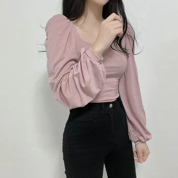 [속옷비침X!묶음할인]여리글램 퍼프 모어 스퀘어 반크롭 긴팔T 4col 상세 이미지 32